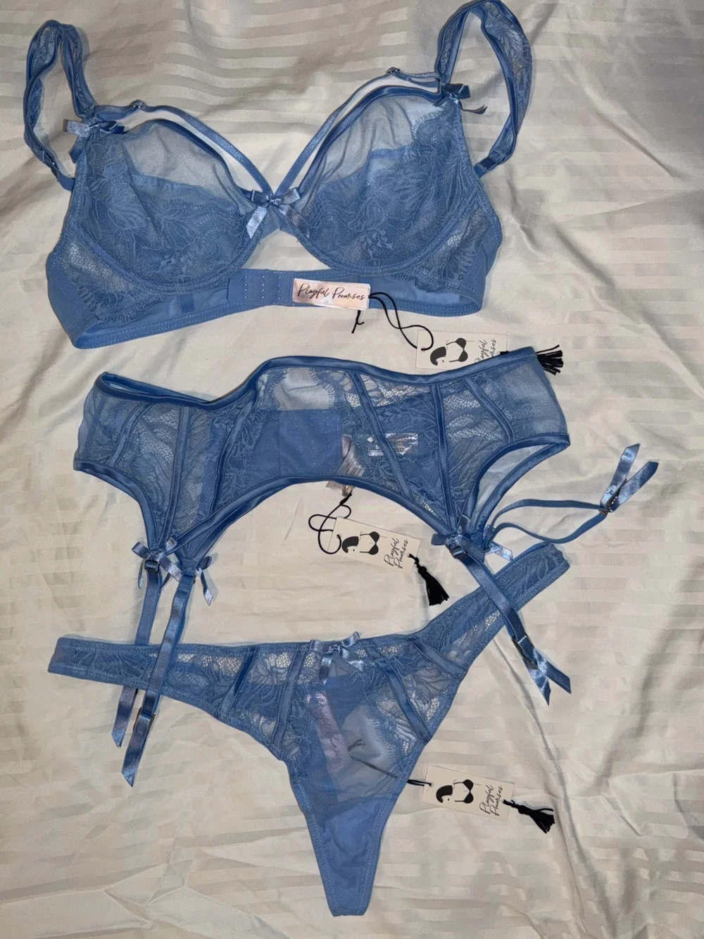 Playful Promises “Fallon” Lingerie Set Cornflower blue